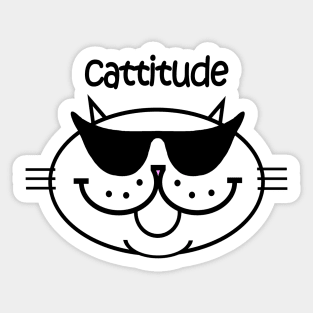 Cattitude 2 - Frosty White Sticker